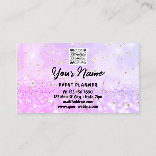 Benutzerdefinierter QR-Code Holografischer Glitzer Terminkarte (Rückseite)