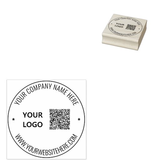 Benutzerdefinierter QR-Code Info Logo Text Runde B Gummistempel (Stempel)