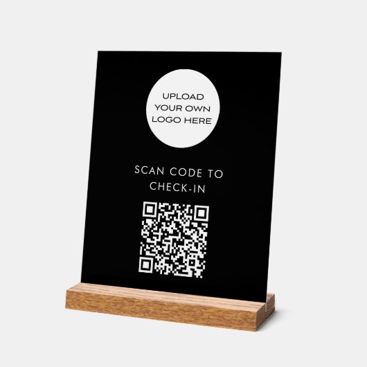 Benutzerdefinierter QR-Code Karo-In-Scan-Logo-Schw Acrylschild (Winkel)