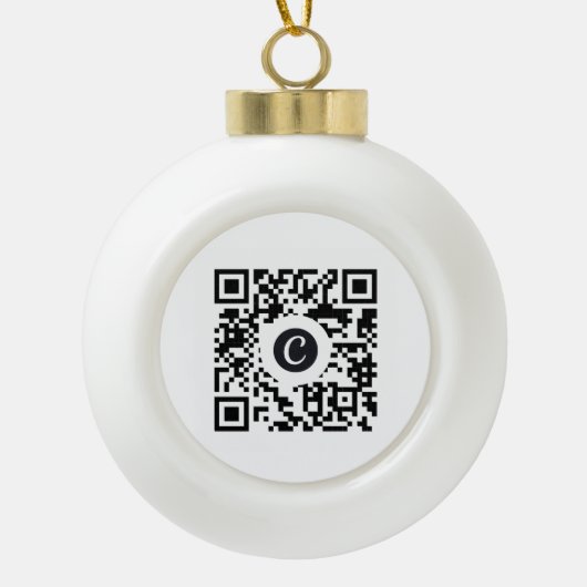 Benutzerdefinierter QR-Code Keramik Kugel-Ornament (Vorderseite)