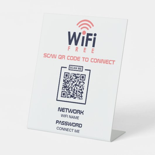 Benutzerdefinierter QR-Code l Free WIFI Password N Sockelschild (Vorderseite)
