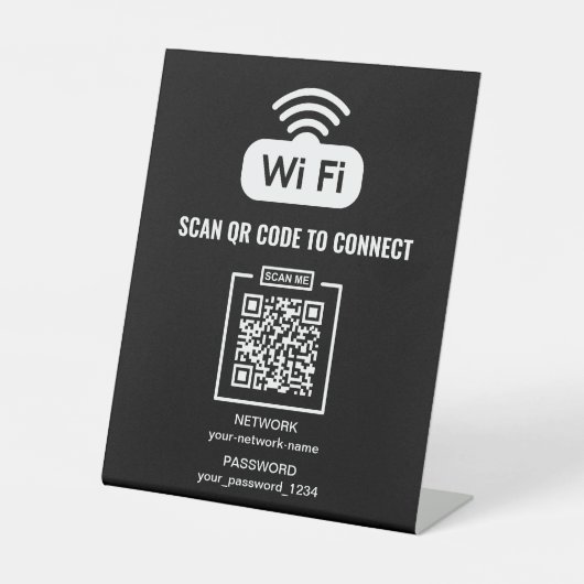 Benutzerdefinierter QR-Code l Schwarzweiß-Netzwerk Sockelschild (Vorderseite)