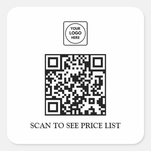 Benutzerdefinierter QR-Code-Logo-Aufkleber Geschäf Quadratischer Aufkleber (Vorderseite)