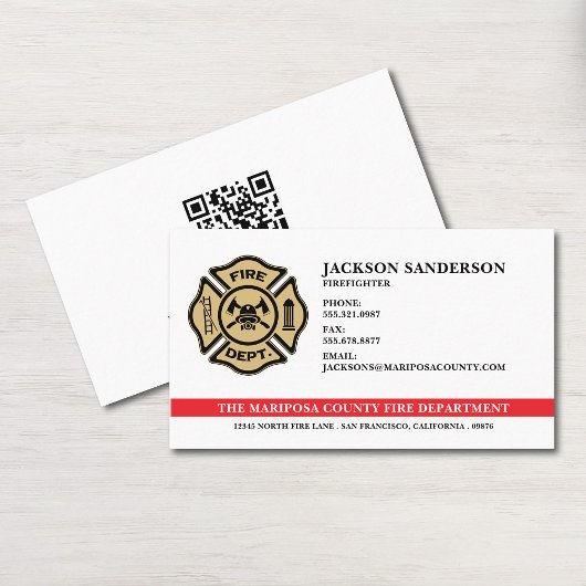 Benutzerdefinierter QR-Code-Logo der Feuerwehr für Visitenkarte