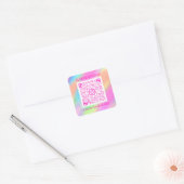 Benutzerdefinierter QR-Code Logo-Shop-Symbol Rosa Quadratischer Aufkleber (Umschlag)