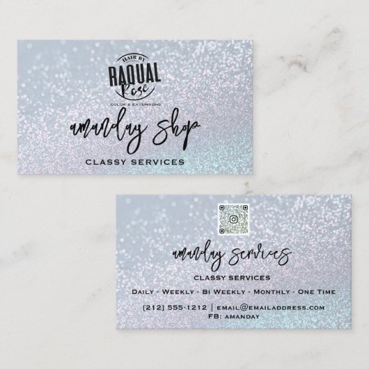 Benutzerdefinierter QR-Code Logo Social Media Glit Visitenkarte (Vorne/Hinten)