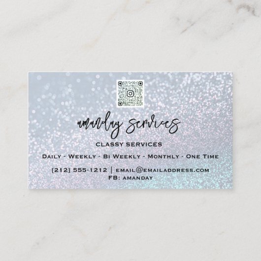 Benutzerdefinierter QR-Code Logo Social Media Glit Visitenkarte (Rückseite)