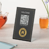 Benutzerdefinierter QR-Code Logo Text Modernes Ges Sockelschild (In SItu)