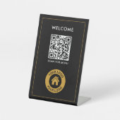 Benutzerdefinierter QR-Code Logo Text Modernes Ges Sockelschild (Vorderseite)