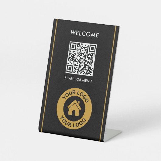 Benutzerdefinierter QR-Code Logo Text Modernes Ges Sockelschild (Vorderseite)