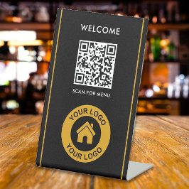 Benutzerdefinierter QR-Code Logo Text Modernes Ges Sockelschild