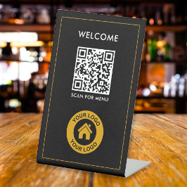 Benutzerdefinierter QR-Code Logo Text Modernes Ges Sockelschild