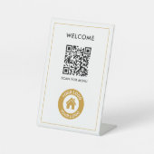 Benutzerdefinierter QR-Code Logo Text Modernes Ges Sockelschild (Vorderseite)