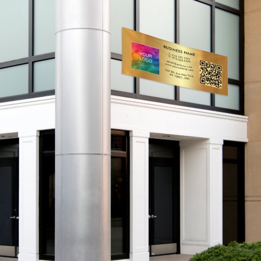 Benutzerdefinierter QR-Code Logoaufladen Gold-Vorl Banner (Äußeres Gebäude)