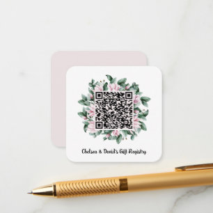 Benutzerdefinierter QR-Code Magnolie Blumenrahmen Begleitkarte