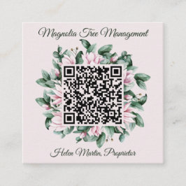 Benutzerdefinierter QR-Code Magnolische Blume-Rahm Quadratische Visitenkarte