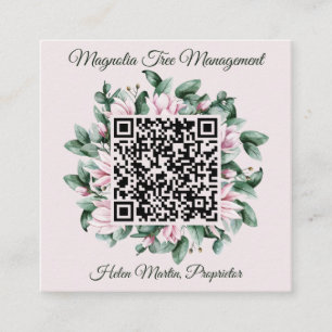 Benutzerdefinierter QR-Code Magnolische Blume-Rahm Quadratische Visitenkarte