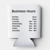 Benutzerdefinierter QR-Code mit Geschäftszeiten Dosenkühler (Rückseite)