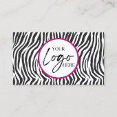 Benutzerdefinierter QR-Code mit rosa Zebramuster u Visitenkarte (Vorderseite)