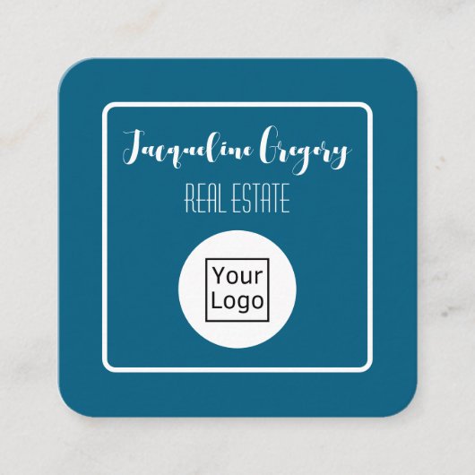 Benutzerdefinierter QR-Code modernes Logo marinebl Quadratische Visitenkarte (Vorderseite)
