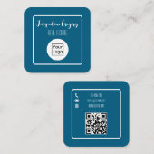 Benutzerdefinierter QR-Code modernes Logo marinebl Quadratische Visitenkarte (Vorne/Hinten)