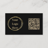 Benutzerdefinierter QR-Code Modernes Schwarzes Gol Visitenkarte (Rückseite)