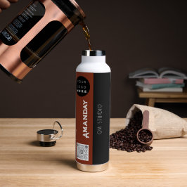 Benutzerdefinierter QR-Code Name Braun Schwarz Trinkflasche