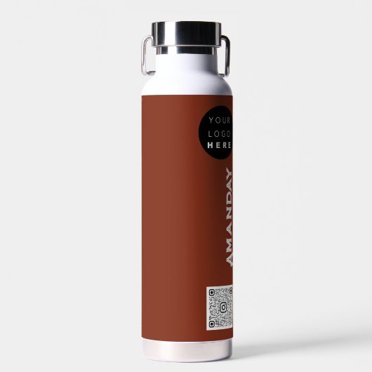 Benutzerdefinierter QR-Code Name Braun Schwarz Trinkflasche (Vorne)
