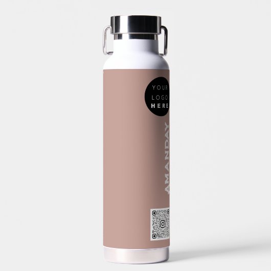 Benutzerdefinierter Qr-Code Name Orange Ivory Rose Trinkflasche (Vorne)