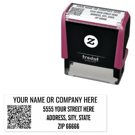 Benutzerdefinierter QR-Code oder Foto Name Adresse Permastempel (Beispiel)