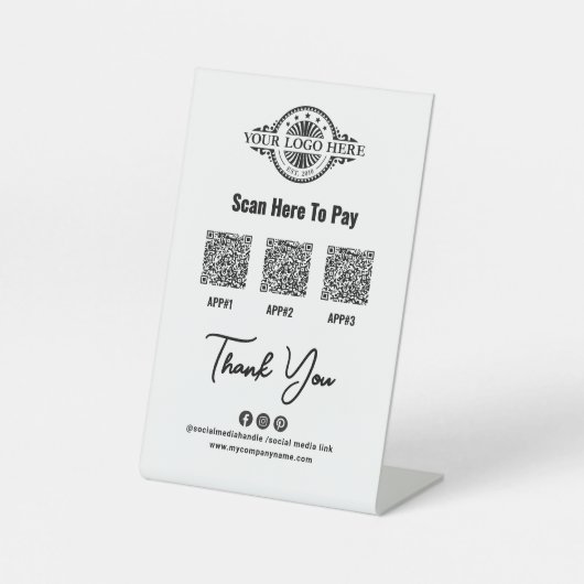 Benutzerdefinierter QR-Code, Paypal, Venmo, Custom Sockelschild (Vorderseite)