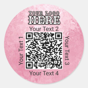 Benutzerdefinierter QR-Code Pink Business-Logo Bra Runder Aufkleber