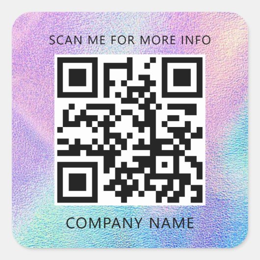 Benutzerdefinierter QR-Code Prüfung Ich Name Holog Quadratischer Aufkleber (Vorderseite)