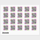 Benutzerdefinierter QR-Code Prüfung Ich Name Rosa Quadratischer Aufkleber (Blatt)