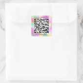 Benutzerdefinierter QR-Code Prüfung Ich Name Rosa Quadratischer Aufkleber (Tasche)