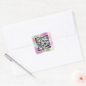 Benutzerdefinierter QR-Code Prüfung Ich Name Rosa Quadratischer Aufkleber (Umschlag)
