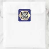 Benutzerdefinierter QR-Code Prüfung Me Name Blue N Quadratischer Aufkleber (Tasche)