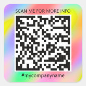Benutzerdefinierter QR-Code Prüfung Me Name Regenb Quadratischer Aufkleber (Vorderseite)