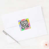 Benutzerdefinierter QR-Code Prüfung Me Name Regenb Quadratischer Aufkleber (Umschlag)
