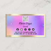 Benutzerdefinierter QR-Code Rainbow Gold Social Pi Visitenkarte (Rückseite)
