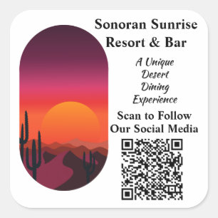 Benutzerdefinierter QR-Code Restaurant Bar Social Quadratischer Aufkleber
