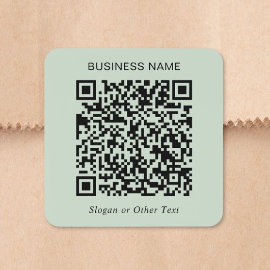 Benutzerdefinierter QR-Code Salbei Grün Quadratischer Aufkleber