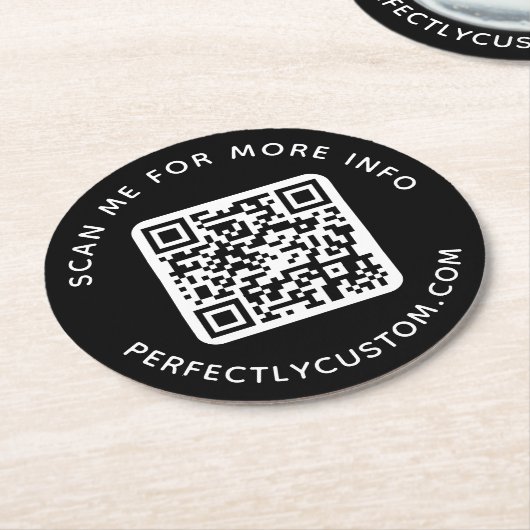 Benutzerdefinierter QR-Code Scan für weitere Info- Runder Pappuntersetzer (Angewinkelt)