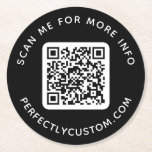 Benutzerdefinierter QR-Code Scan für weitere Info- Runder Pappuntersetzer<br><div class="desc">Schwarzer Untersetzer mit Ihrem benutzerdefinierten QR-Code und zwei Zeilen benutzerdefinierten Text. Ideal für Veranstaltungen oder Unternehmen,  um ihre Kunden suchen nach mehr Informationen,  Angebote,  Online-Menü,  zu bezahlen etc. lassen.</div>