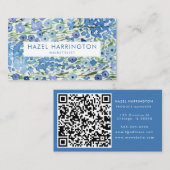 Benutzerdefinierter QR-Code Scanner Blue Watercolo Visitenkarte (Vorne/Hinten)