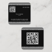 Benutzerdefinierter QR-Code schwarz und grau Quadratische Visitenkarte (Vorne/Hinten)