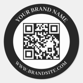 Benutzerdefinierter QR-Code Schwarz & Weiß Klassis Runder Aufkleber