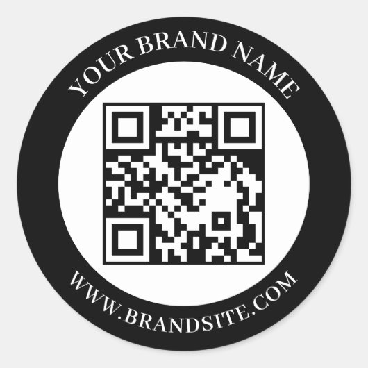 Benutzerdefinierter QR-Code Schwarz & Weiß Klassis Runder Aufkleber (Vorderseite)