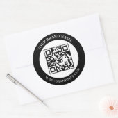 Benutzerdefinierter QR-Code Schwarz & Weiß Klassis Runder Aufkleber (Umschlag)