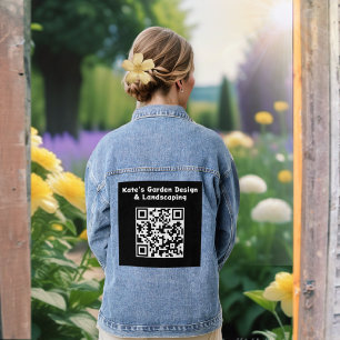 Benutzerdefinierter QR-Code Schwarz-weißer Scan-Bu Jeansjacke